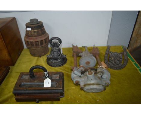 Vintage Assorted Items Including Cartwheel Hub, Can Sealer, Ink Stand, etc. 