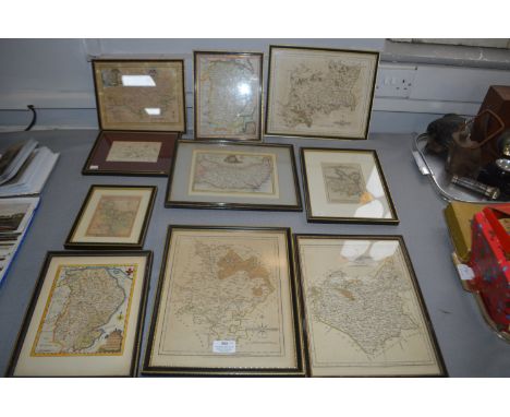 Ten Framed Vintage Maps 1740's etc. 