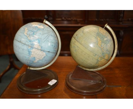 Two Chad Valley Tinplate Globes 