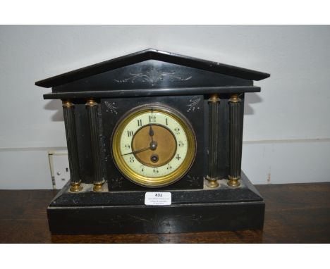 Slate Mantel Clock with Classical Columns 