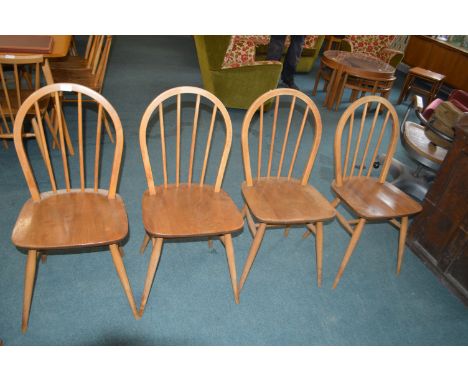 Set of Four Ercol Spindle Back Chairs 