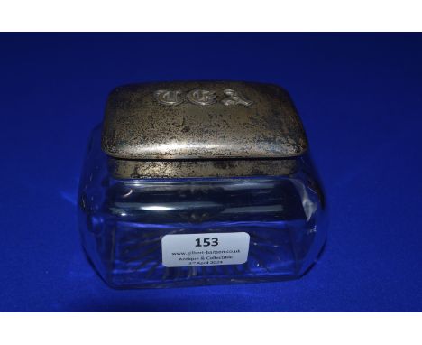 Glass Tea Caddy with Hallmarked Silver Lid - Birmingham 1949 