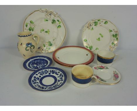 Two boxes of assorted ceramics, including Spode dinner plates, jugs and Staffordshire dessert plates (a lot)