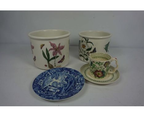 Four assorted Portmeirion ‘Botanic Garden’ kitchen canisters, together with assorted ceramics and glass, including Spode ‘Ita