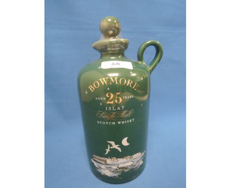 A Bowmore Gulls Active 25 year old Islay single malt whisky in green ceramic decanter with jug top