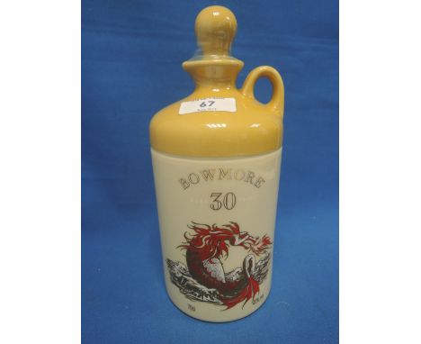 A Bowmore Sea Dragon 30 year old Islay single malt whisky in brown and grey ceramic decanter with jug top