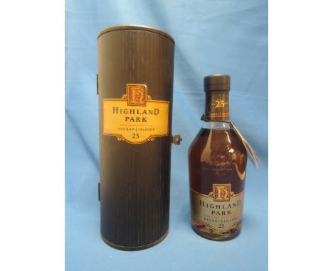 A bottle of Highland Park 25 years single malt Scotch whisky, 700ml 53.5 vol in presentation box