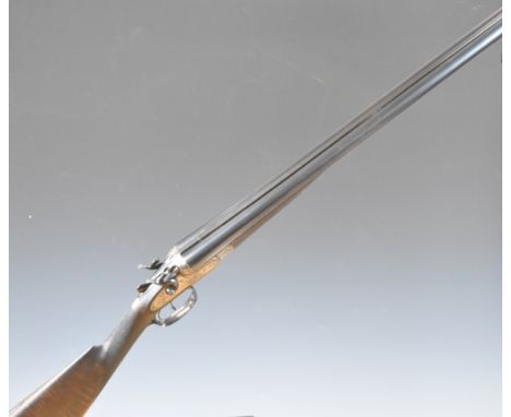 W W Greener 12 bore&nbsp;side by side hammer action shotgun with engraved lock, hammers, underside, trigger guard and thumb l