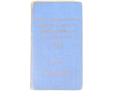 1923 Rolls-Royce Silver Ghost vintage car general and technical handbook