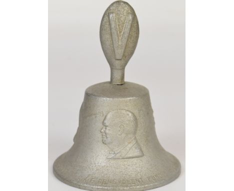 British WW2 RAF Benevolent Fund victory bell with profiles of Churchill, Roosevelt and Stalin