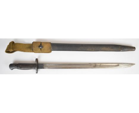 British 1907 pattern bayonet by Chapman dated 1916 with some good stamps to ricasso, wooden grips, a 43cm fullered blade, sca