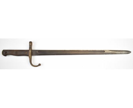 Turkish 1890 pattern sword bayonet with downswept quillon and 46cm fullered blade, probable Gallipoli souvenir. PLEASE NOTE:-