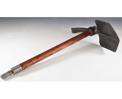 British WW2 entrenching tool marked Perks 1942, with broad arrow mark and WB 1944 with arrow mark to handle