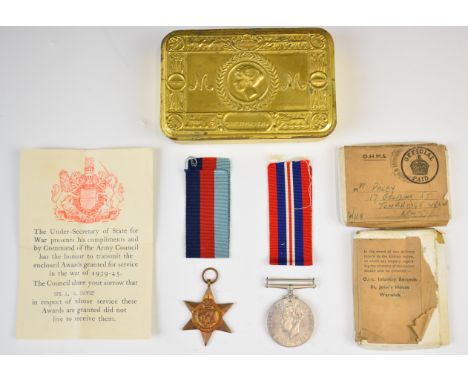 British Army WW2 medals comprising 1939-1945 Star and War Medal with box addressed to D.S Pavey, Tunbridge Wells, Kent and wi