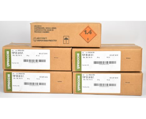 One-thousand-two-hundred-and-fifty 20 bore Fiocchi Top 20 24g 7.5 shot shotgun cartridges, all in original boxes. PLEASE NOTE