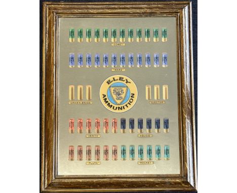 Eley ammunition shop display or advertising mirror decorated with images of Comet, Mars, Drawn Brass, Ejector, Zenith, Aquoid