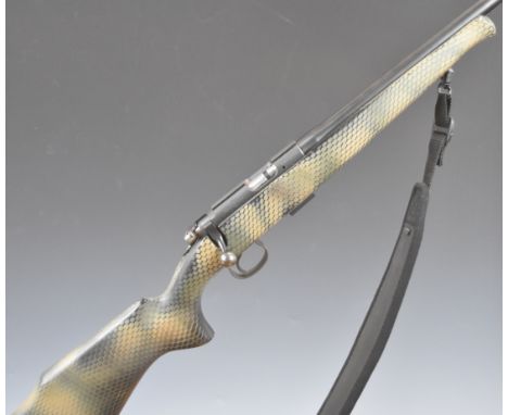 CZ 452-2E ZKM .22 bolt-action rifle with custom composite stock, semi-pistol grip, sling mounts, raised cheek piece, multi-sh