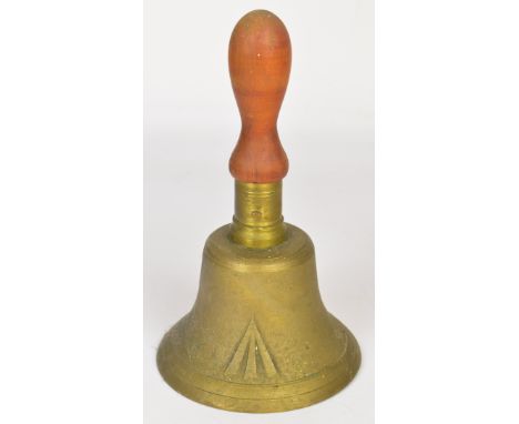 Military Brass mess or scramble hand bell with broad arrow