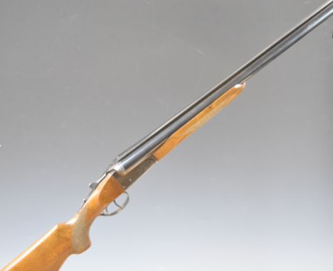 Spanish Hunter 12 bore side by side shotgun&nbsp;with engraved locks, underside and fences, chequered semi-pistol grip and be