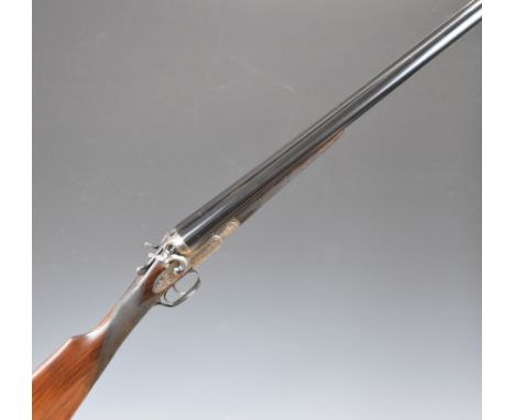 Army &amp; Navy 12&nbsp;bore&nbsp;side by side hammer action shotgun with named and engraved locks, engraved hammers, trigger