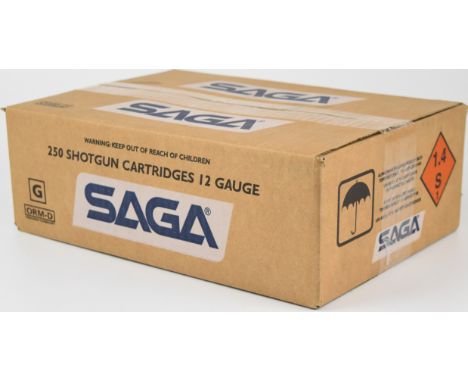 Two hundred and fifty 12 bore SAGA 2&frac34;" Magnum 44g 2 shot shotgun cartridges, all in original boxes.&nbsp;PLEASE NOTE T