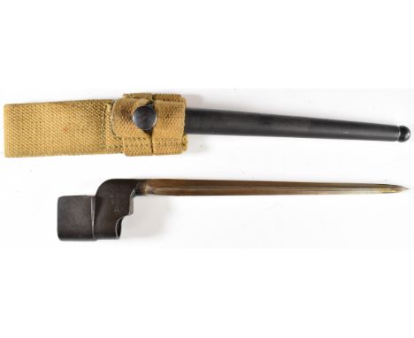 British No4 MK1 cruciform spike bayonet with 19cm blade, scabbard and frog.&nbsp;PLEASE NOTE:- Before bidding please ensure t