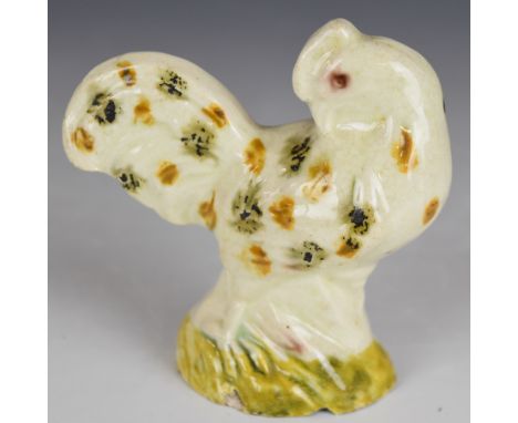 Whieldon / Staffordshire 19thC&nbsp;creamware hollow based figure of a chicken, H8cm