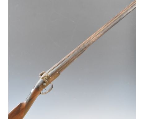 William Wood of Worcester 12 bore muzzle loading double barrelled side by side percussion hammer action shotgun with named an