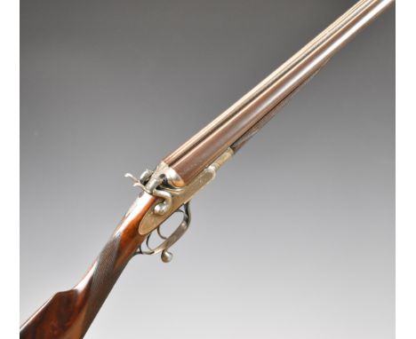 Stephen Grant 12 bore side by side hammer action shotgun with named and engraved locks, fine scrolling engraving to the styli