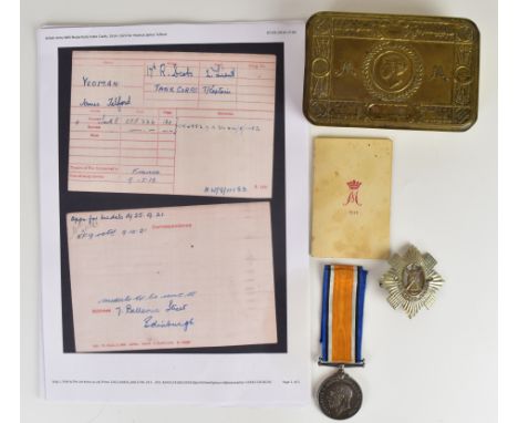 British Army WW1 War Medal named to Captain J.T. Yeoman, Royal Scots and Tank Corps together with his Princess Mary Christmas