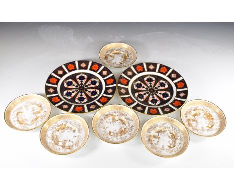 Royal Crown Derby Imari 1128 pattern plates and a Spode coffee set, 15 pieces, tallest 22cm