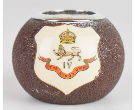 British Army The King's Own Royal Lancaster Regiment match striker with hallmarked silver rim and regimental cypher, by Macin