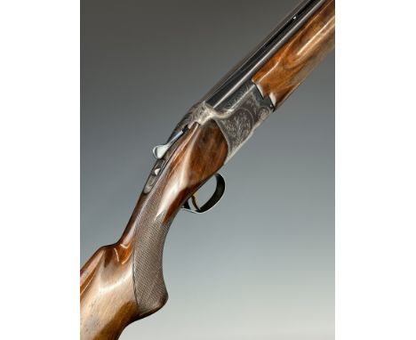Miroku 12 bore over and under ejector shotgun&nbsp;with engraved locks, underside, trigger guard, top plate and thumb lever, 