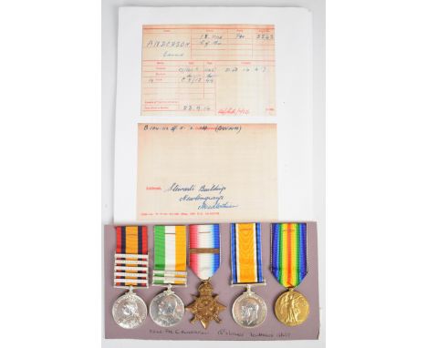 British Army medal group of five comprising Queen's South Africa Medal and King's South Africa Medal&nbsp;with clasps for Dia