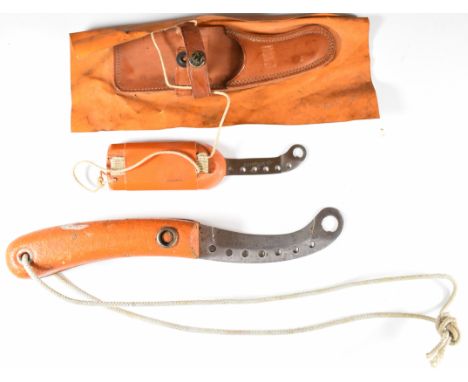 Two Royal Air Force survival knives, one with sheath, longest blade 11cm.&nbsp;PLEASE NOTE:- Before bidding please ensure tha