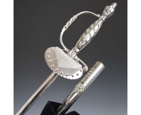 Court sword with cut steel hilt, and 80cm triangular blade, retailed by Ede &amp; Ravenscroft, Chancery Lane, London, with le