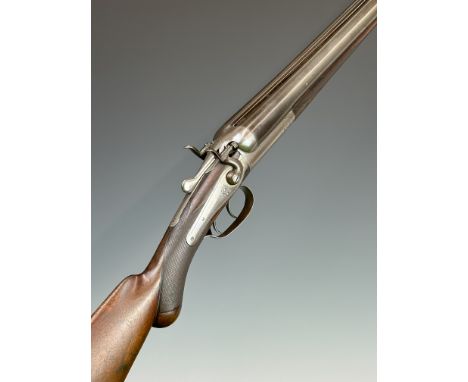 Thomas Wild 12 bore&nbsp;side by side hammer action shotgun with line engraved locks, hammers, trigger guard, underside, thum