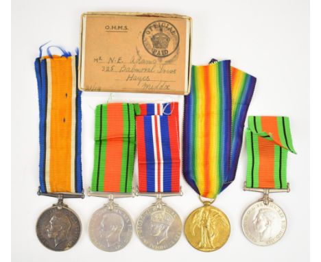 British Army WW1 medal pair comprising War and Victory Medal named to 186742 Cpl E C Adams, Army Service Corps together with 
