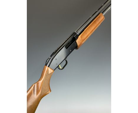 Mossberg 20 bore 3-shot pump-action shotgun with chequered semi-pistol grip and forend, vented rib and 26 inch multi-choke ba