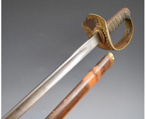 British Army 1897 pattern Infantry officer's sword with fishskin and wire bound grip, fold in guard, Robert McLeasons makers 
