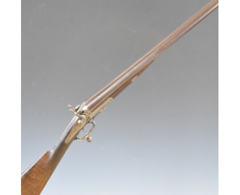 Unnamed 20 bore side by side hammer action shotgun with engraved locks, hammers, top plate, underside and rotary underlever, 