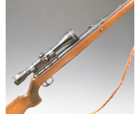 Original Model 50 .22 under-lever air rifle with chequered semi-pistol grip, adjustable trigger, leather sling and Webley 4x4