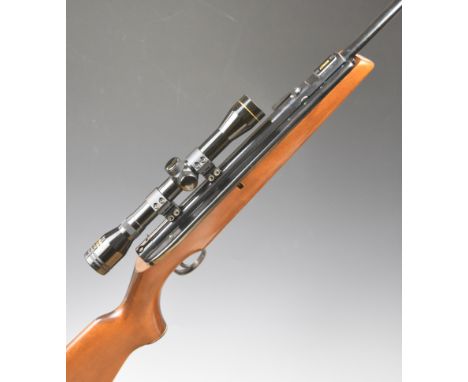 Webley Tracker .22 side-lever air rifle with semi-pistol grip, raised cheek piece, faux sound moderator and Nikko Sterling SI