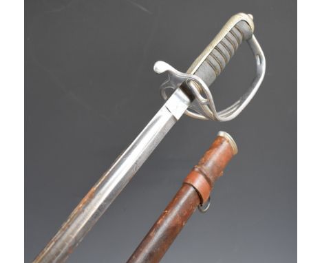 British Army 1821 pattern Royal Artillery officer's sword with fish skin and wire bound grip, Edward VIII cypher to 85cm deco