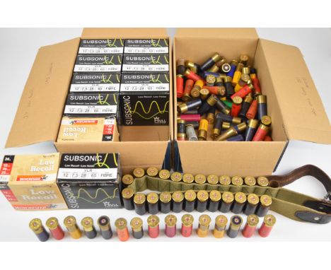 Three hundred and eighty two 12 bore shotgun cartridges including Hull Subsonic Low Recoil Low Noise and Winchester Specialit