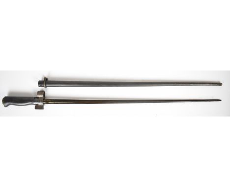 French WW1 Lebel bayonet without quillon, with 52cm cruciform blade and scabbard.&nbsp;PLEASE NOTE:- Before bidding please en