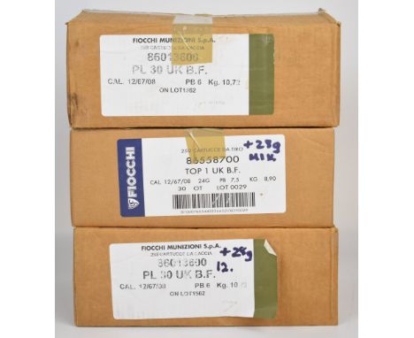 Seven-hundred-and-fifty 12 bore Fiocchi Top 1 and PL30 24g and 28g shotgun cartridges, all in original boxes. PLEASE NOTE THA