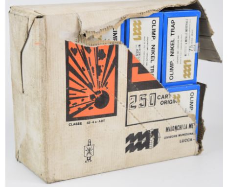 Two hundred 12 bore SMI Olimpionoica trap 32g nickel 7.5 shot shotgun cartridges, all in original boxes. PLEASE NOTE THAT A V