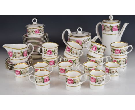 Royal Worcester tea and coffee service decorated in the Royal Garden pattern, approximately 44 pieces, tallest 21cm