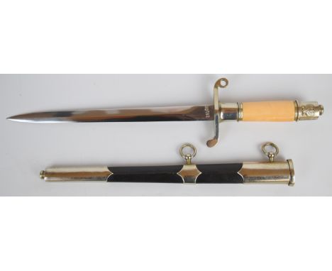 Polish Air Force Officer's dress dagger with coat of arms to pommel and marked 30192 to ricasso, with 23cm double edged blade